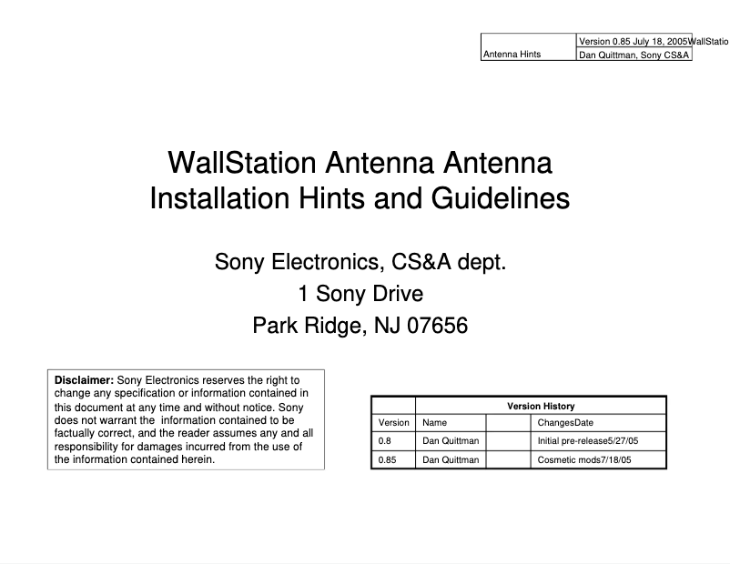 Page n°1 - Guide d'installation Sony DVP-NW50