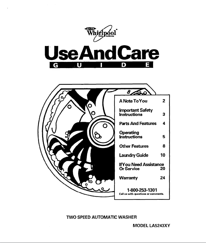 Page 1 de la notice Manuel utilisateur Whirlpool LA5243XY
