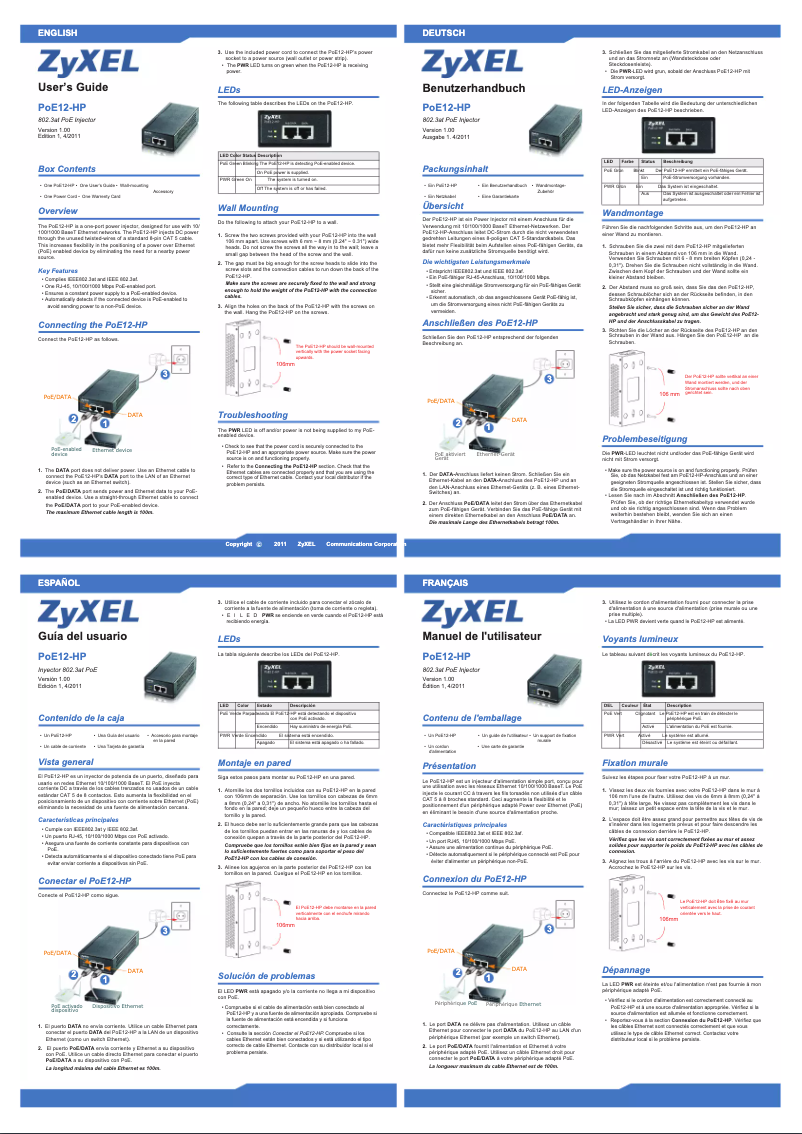 Page 1 of the manual User Manual ZyXEL PoE12-HP