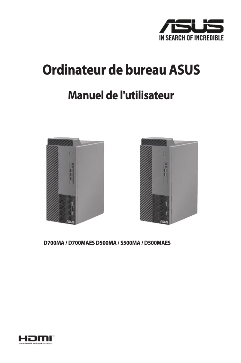 Page 1 de la notice Manuel utilisateur Asus ExpertCenter D5 Mini Tower D500MA