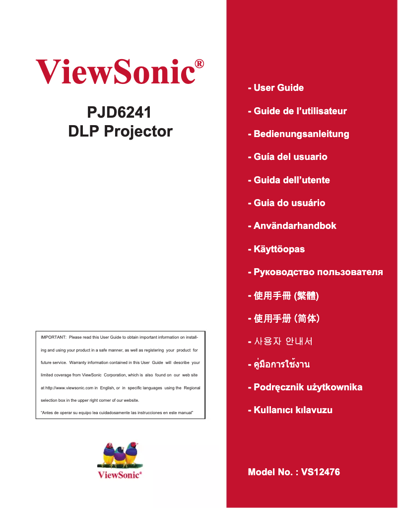 Page n°1 - Manuel utilisateur Viewsonic PJD6241