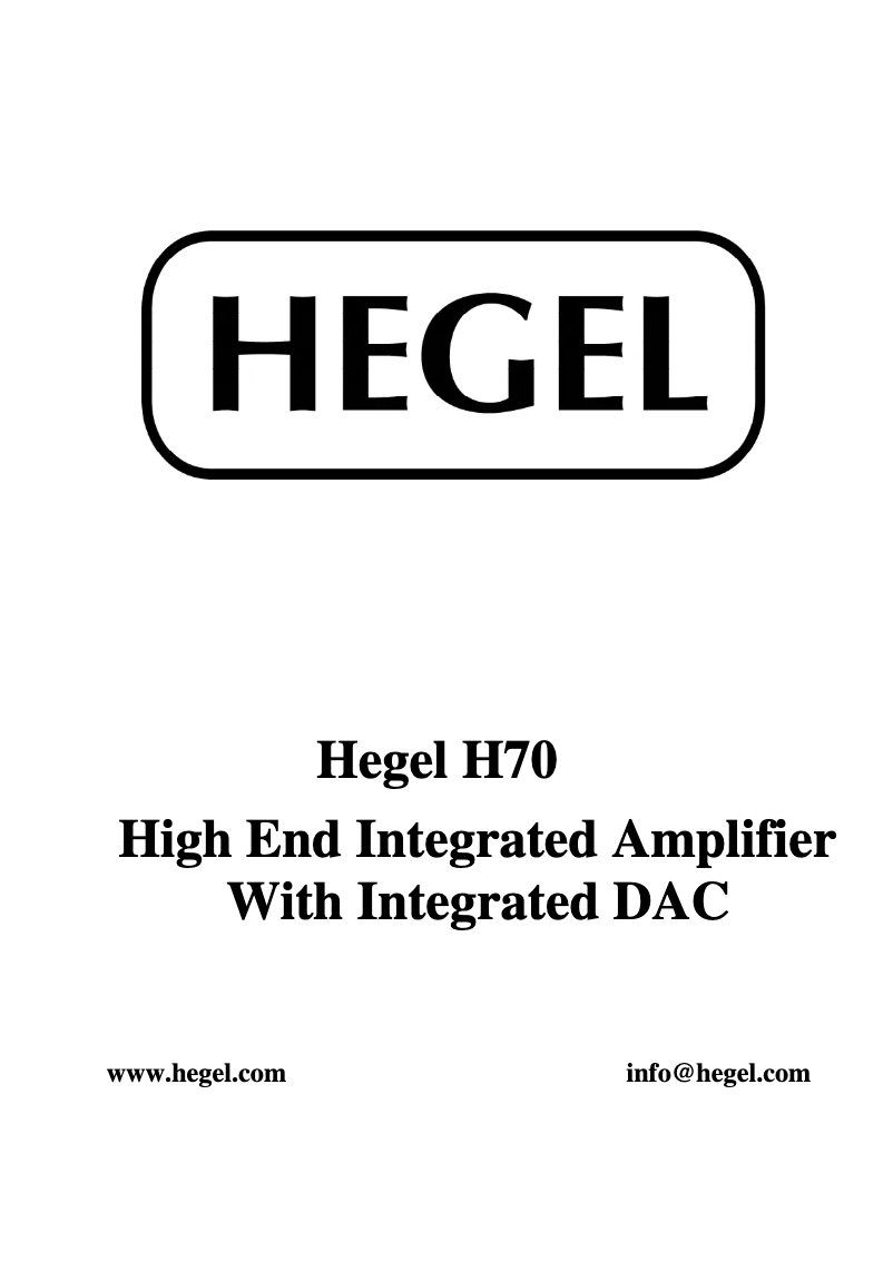 Page 1 de la notice Manuel utilisateur Hegel H70