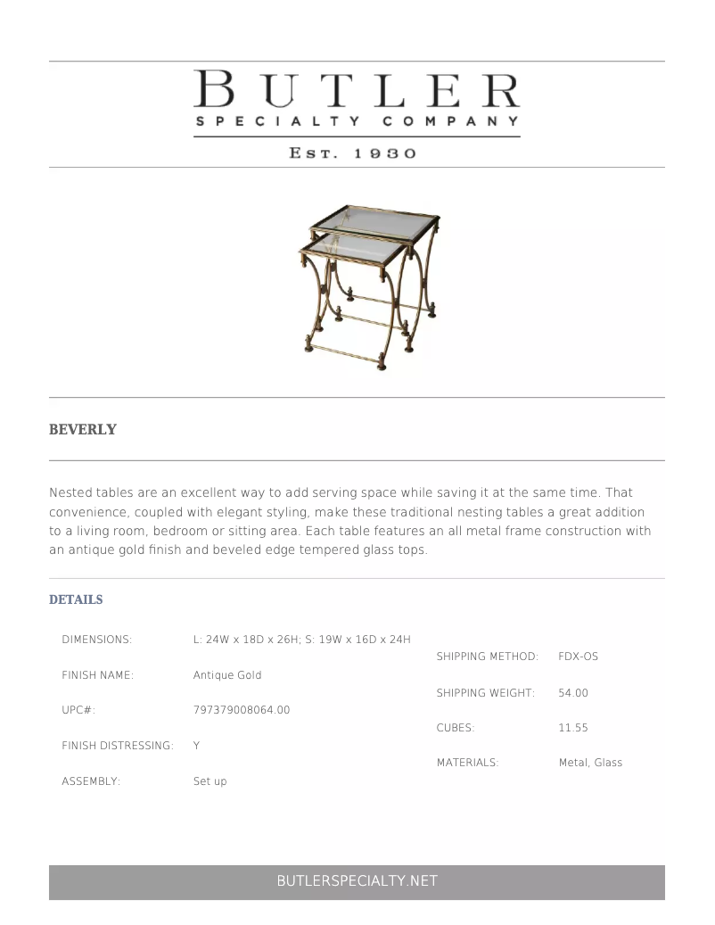 Page 1 de la notice Manuel utilisateur Butler Beverly