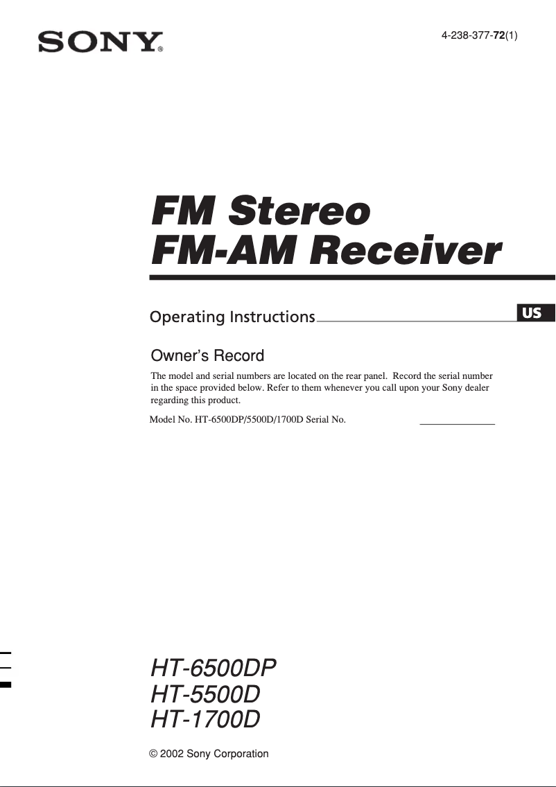 Página 1 del manual Manual de usuario Sony HT-1700D