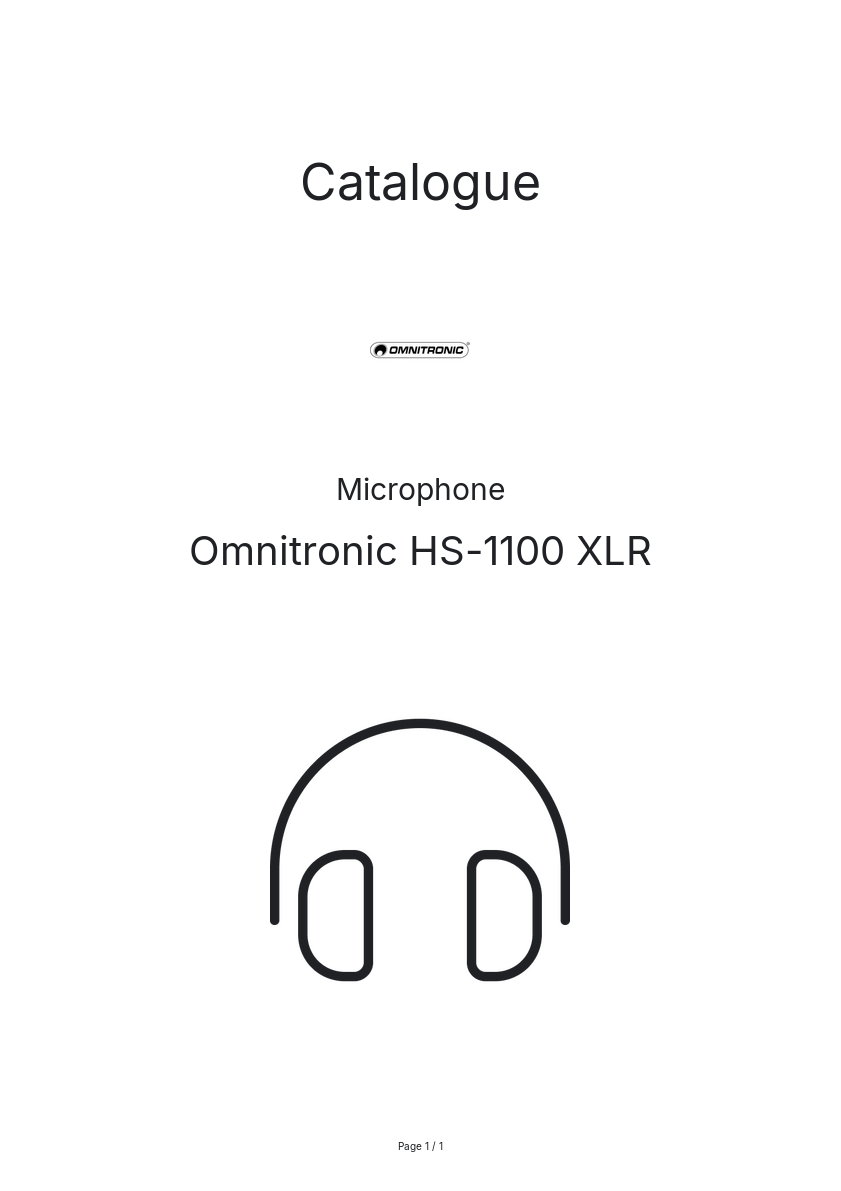 Image de la première page du manuel de l'appareil HS-1100 XLR