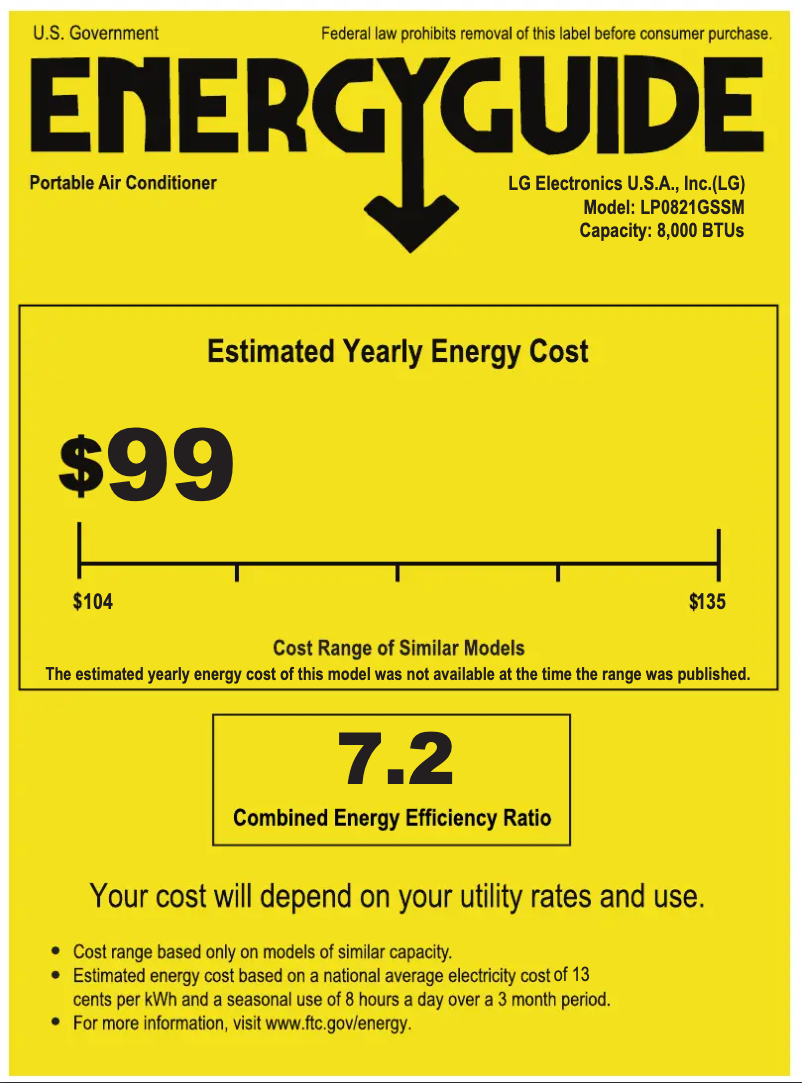 Página 1 del manual Etiqueta energética LG LP0821GSSM
