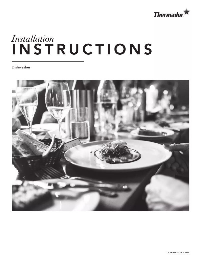 Page 1 of the manual Installation Guide Thermador DWHD650WFP