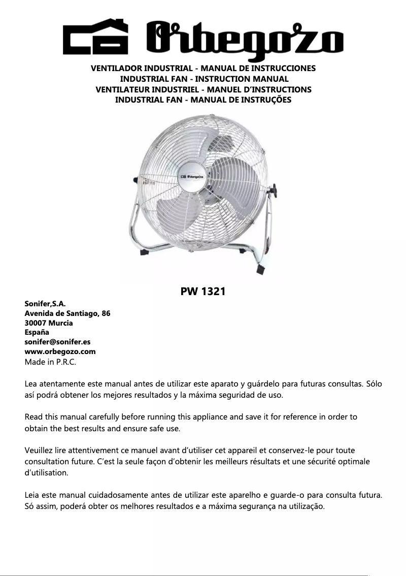 Image de la première page du manuel de l'appareil PW 1321