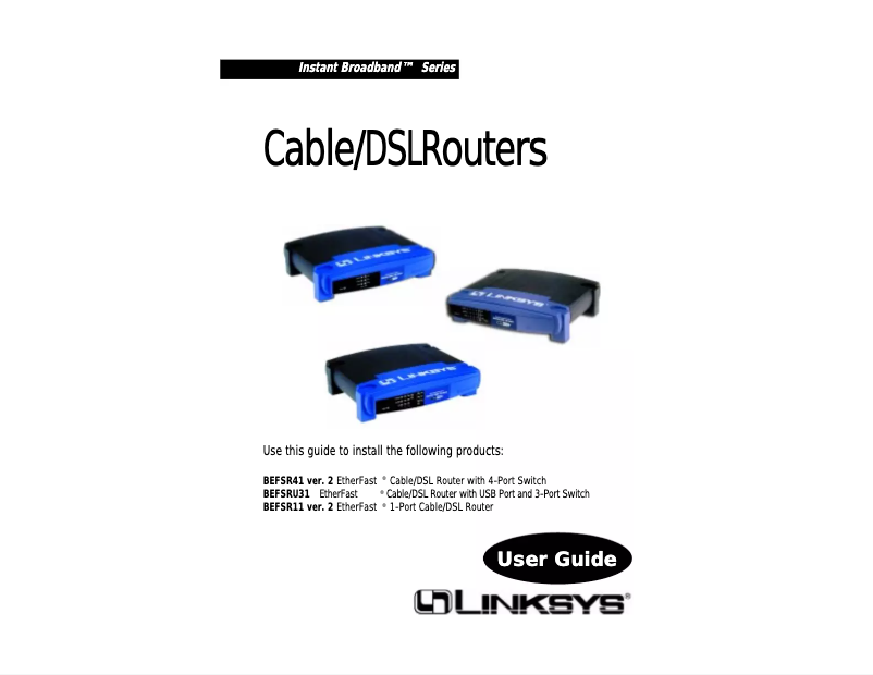 Page n°1 - Manuel utilisateur Linksys BEFSR11