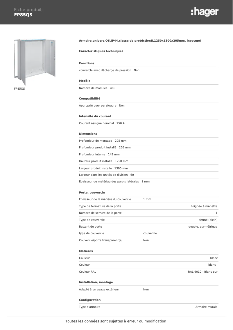 Image de la première page du manuel de l'appareil FP85QS