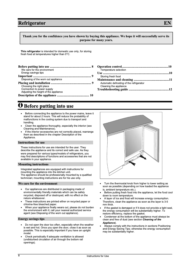 Page n°1 - Manuel utilisateur Gorenje RIU6154W