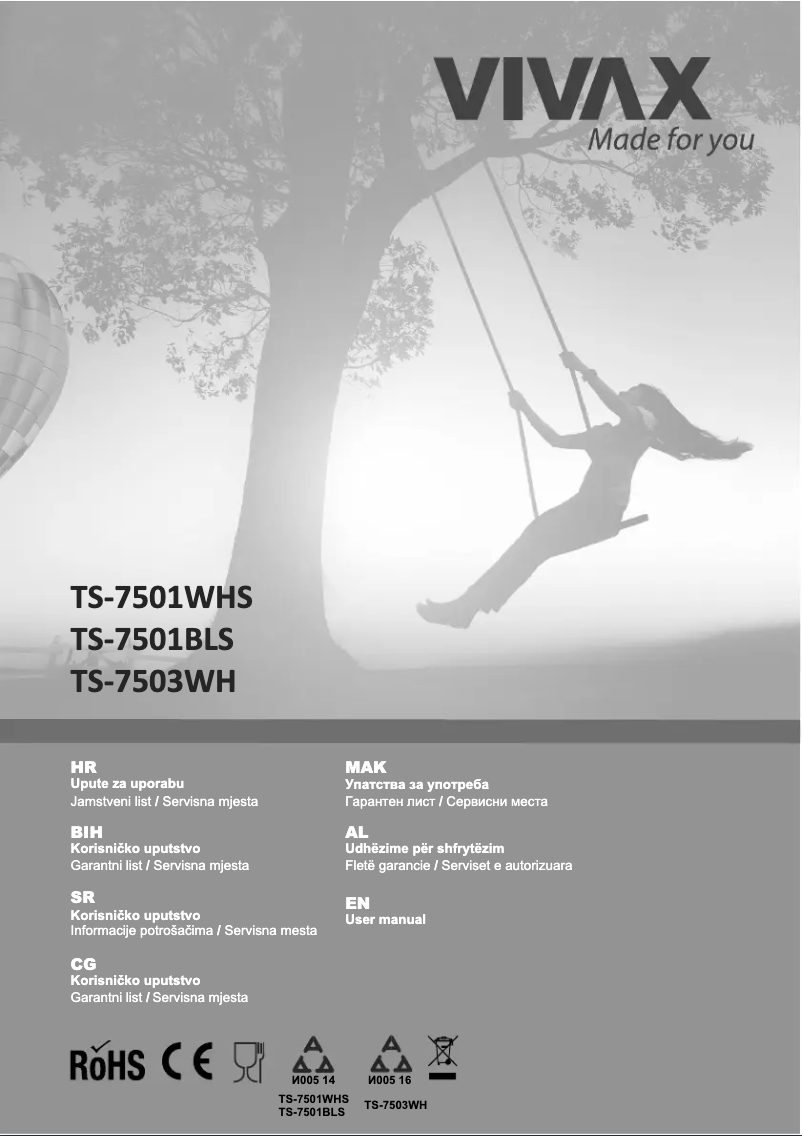 Page 1 de la notice Manuel utilisateur Vivax TS-7501 BLS