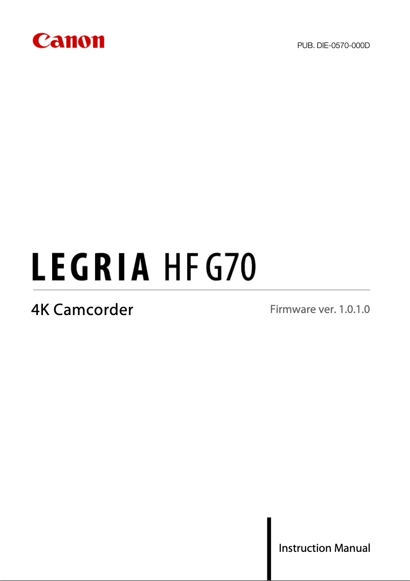 Page n°1 - Manuel utilisateur Canon Legria HF G70