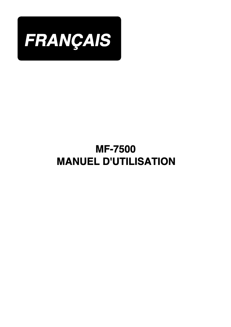 Image de la première page du manuel de l'appareil MF-7500