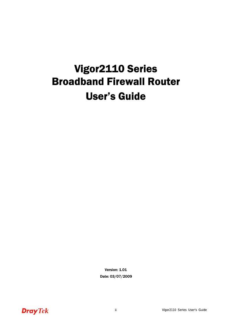 Page n°1 - Manuel utilisateur Draytek Vigor2110Vn