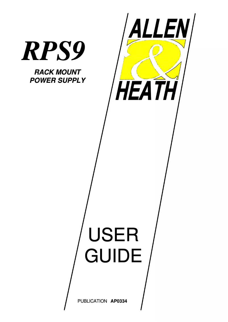 Page n°1 - Manuel utilisateur Allen & Heath RPS9