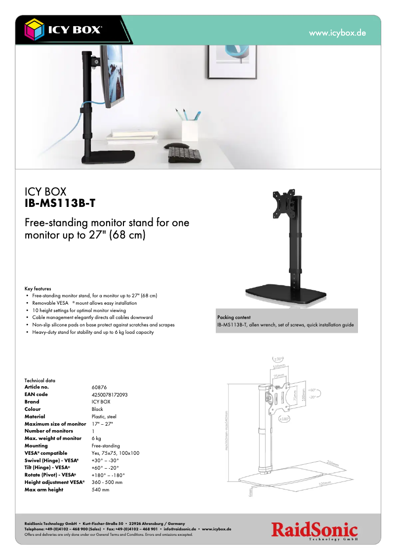 Página 1 del manual Manual de usuario Icy Box IB-MS113B-T