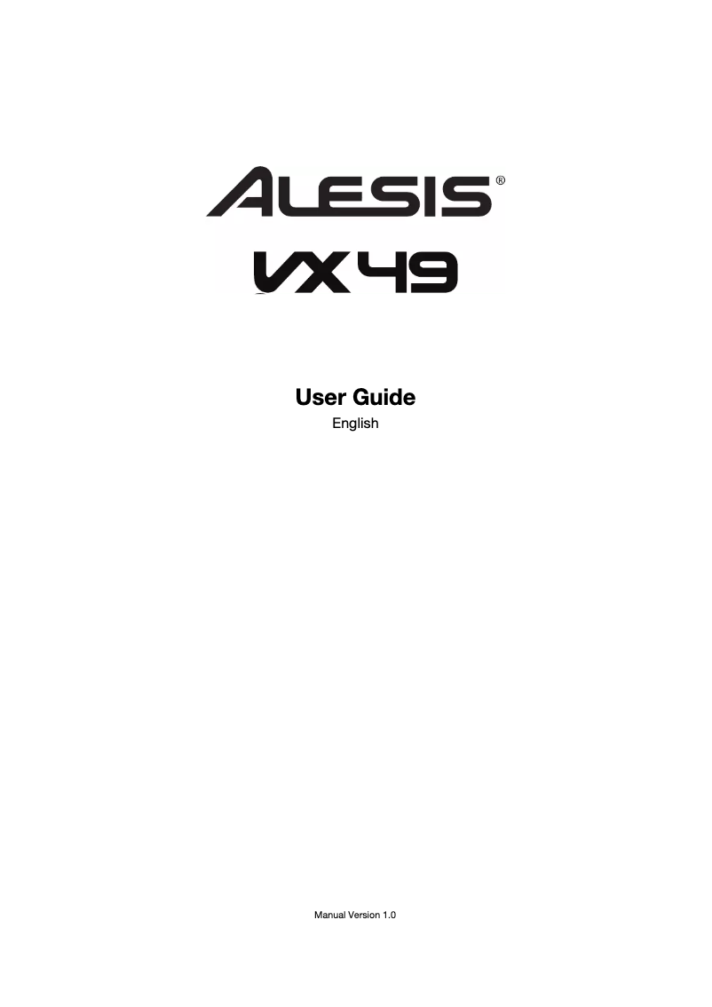 Page 1 of the manual User Manual Alesis VX49