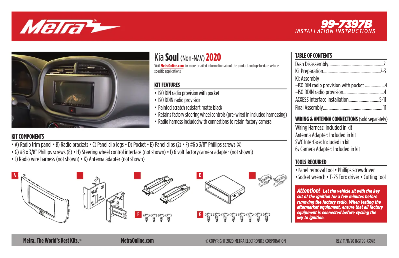 Page n°1 - Manuel utilisateur Metra 99-7397B