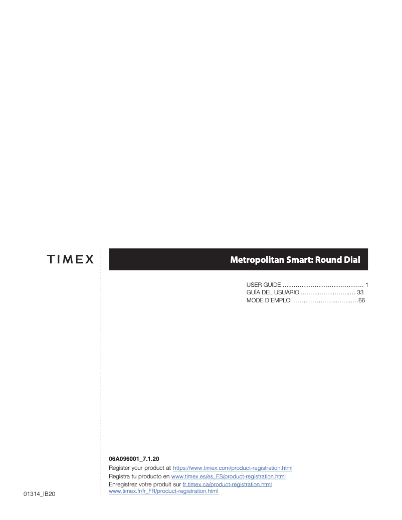Page n°1 - Manuel utilisateur Timex Metropolitan R