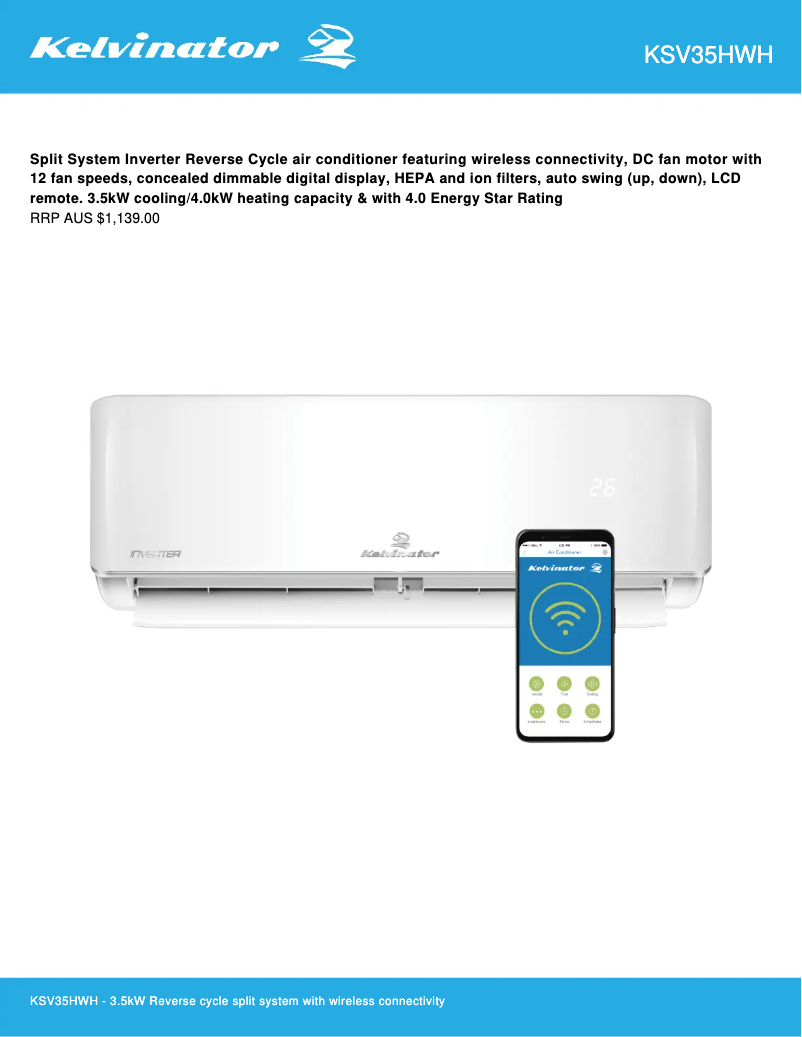 Image de la première page du manuel de l'appareil KSV35HWH