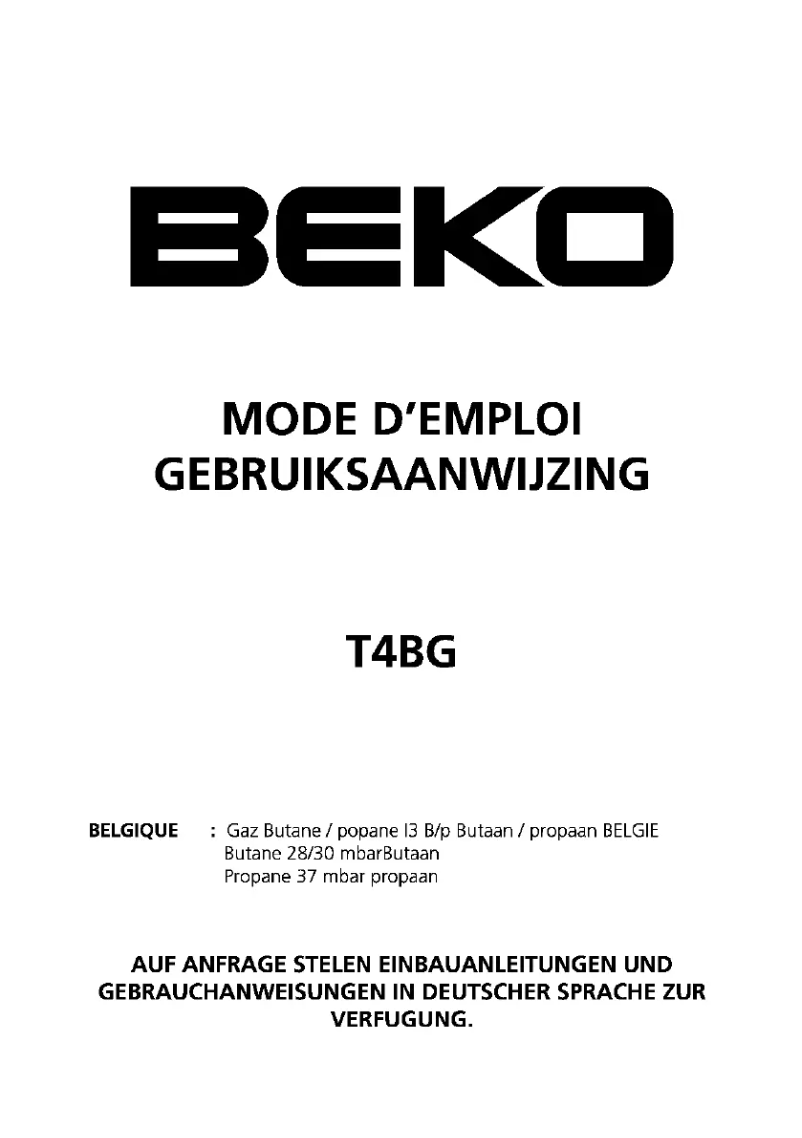 Page 1 de la notice Manuel utilisateur Beko T4BG