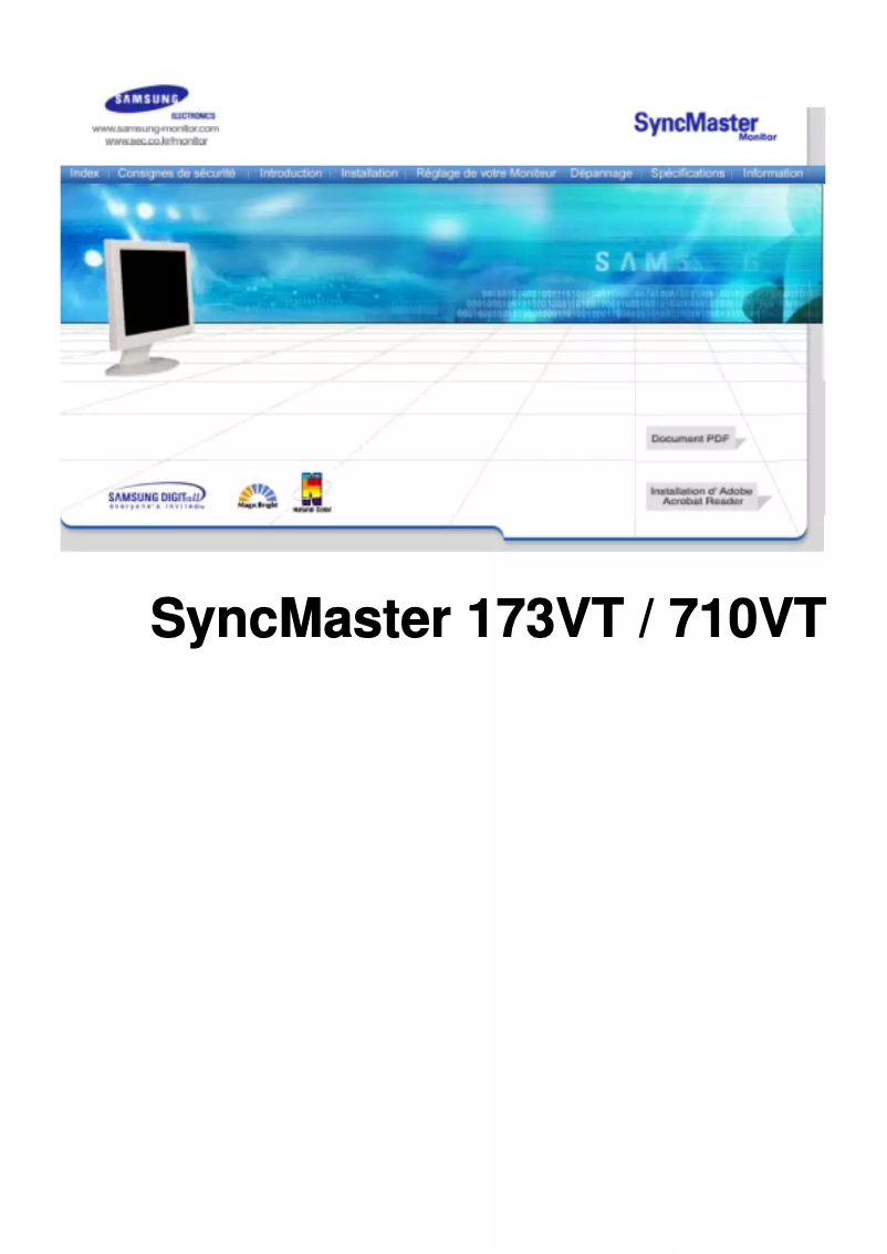 Imagen de la primera página del manual del dispositivo SyncMaster 173VT