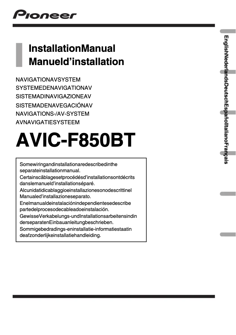 Image de la première page du manuel de l'appareil AVIC-F850BT