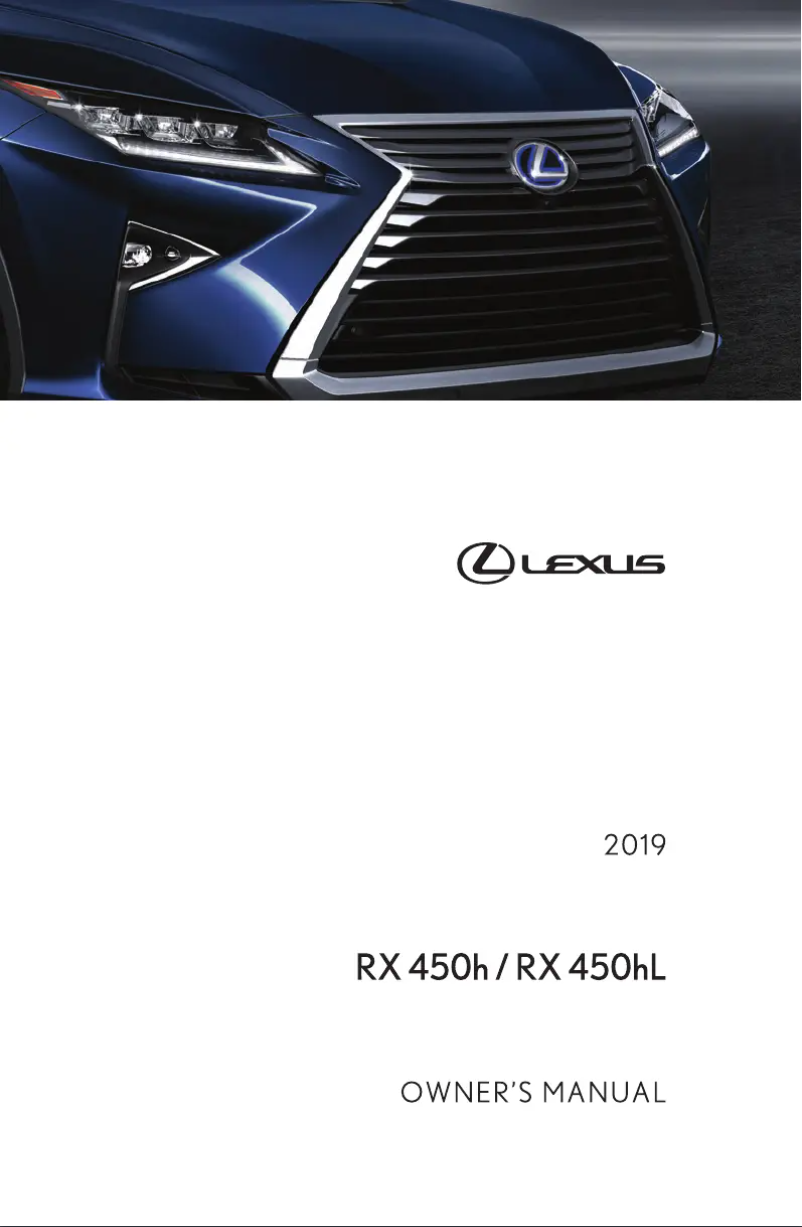 Image de la première page du manuel de l'appareil RX 450h (2019)