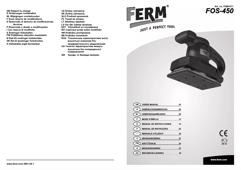 Page n°1 - Manuel utilisateur Ferm FOS-450