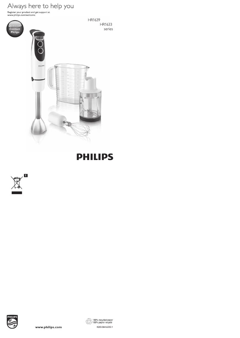 Page n°1 - Manuel utilisateur Philips Viva Collection HR1638