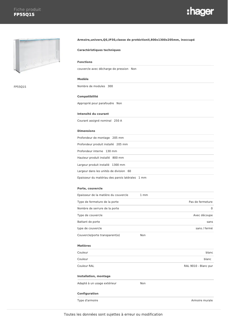Image de la première page du manuel de l'appareil FP55Q1S