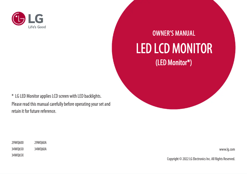 Page 1 de la notice Manuel utilisateur LG UltraWide 34WQ680