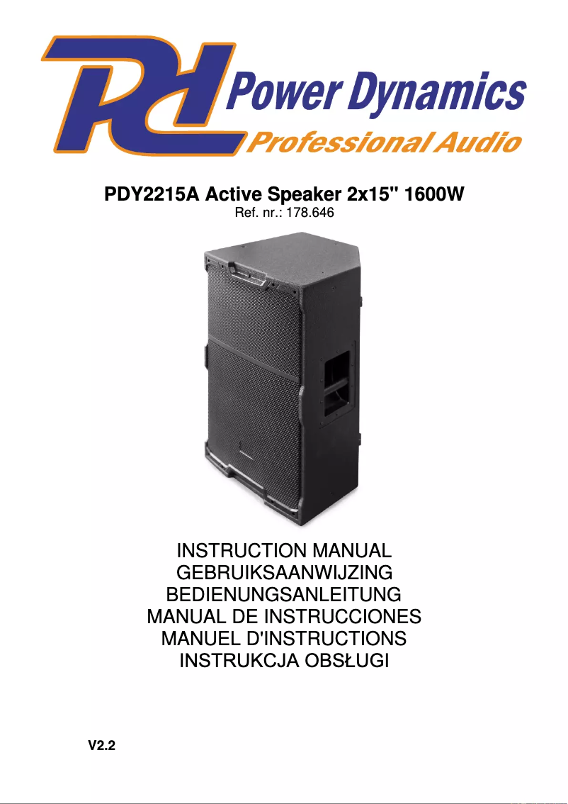 Page 1 de la notice Manuel utilisateur Power Dynamics PDY2215A