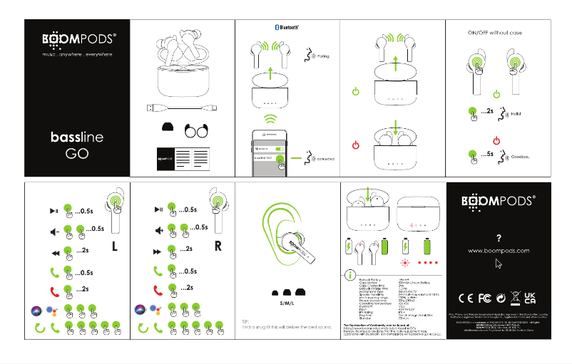 Page 1 de la notice Manuel utilisateur Boompods Bassline GO