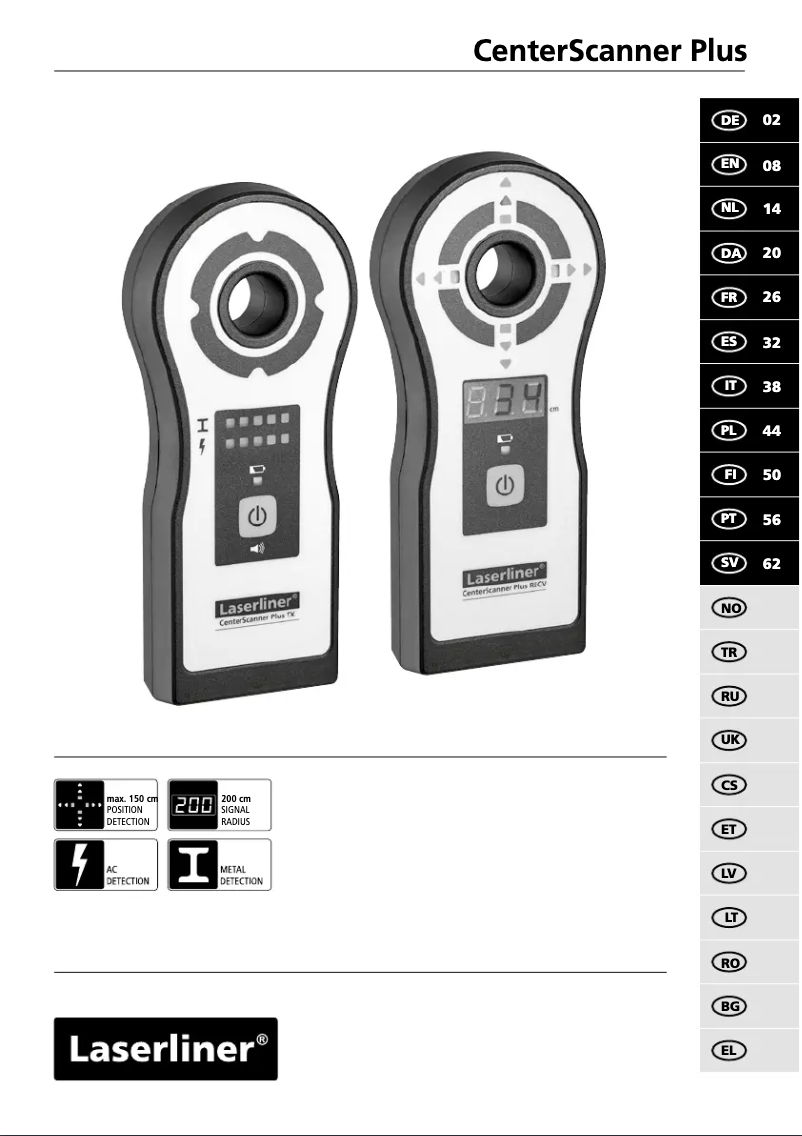 Page 1 de la notice Manuel utilisateur Laserliner CenterScanner Plus