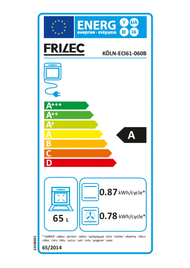 Page n°1 - Label énergétique Frilec KOLN-ECI61-060B