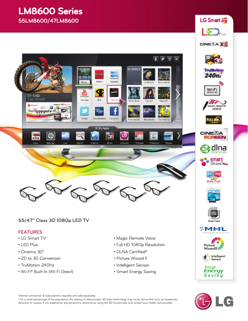 Image de la première page du manuel de l'appareil 55LM8600