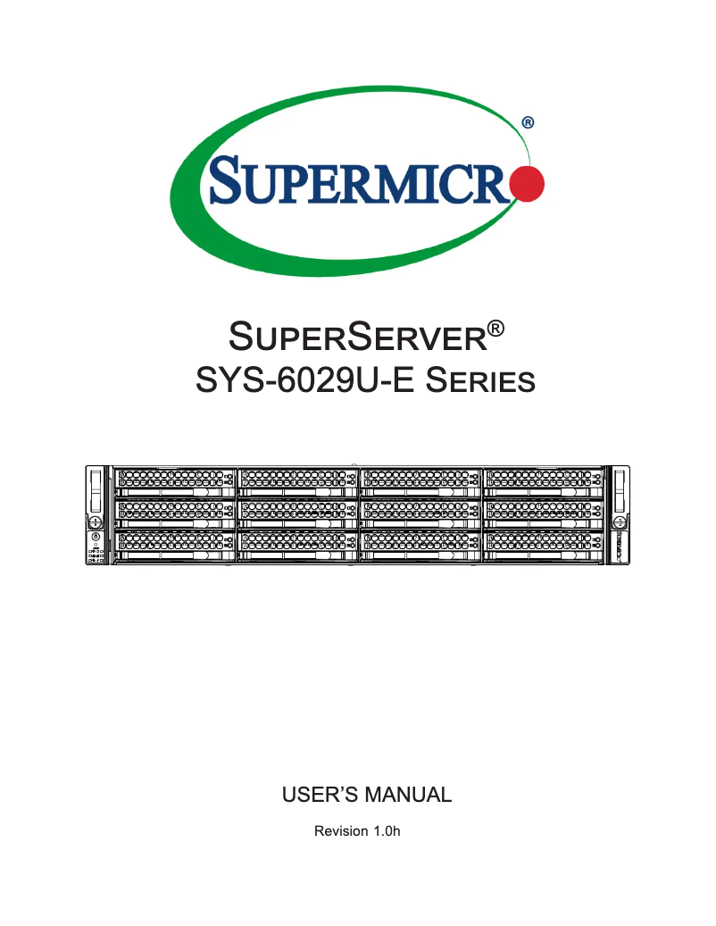 Page 1 de la notice Manuel utilisateur Supermicro SuperServer 6029U-E1CR4T