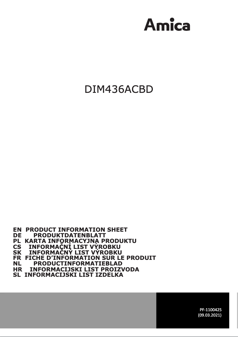 Page n°1 - Fiche technique Amica DIM436ACBD