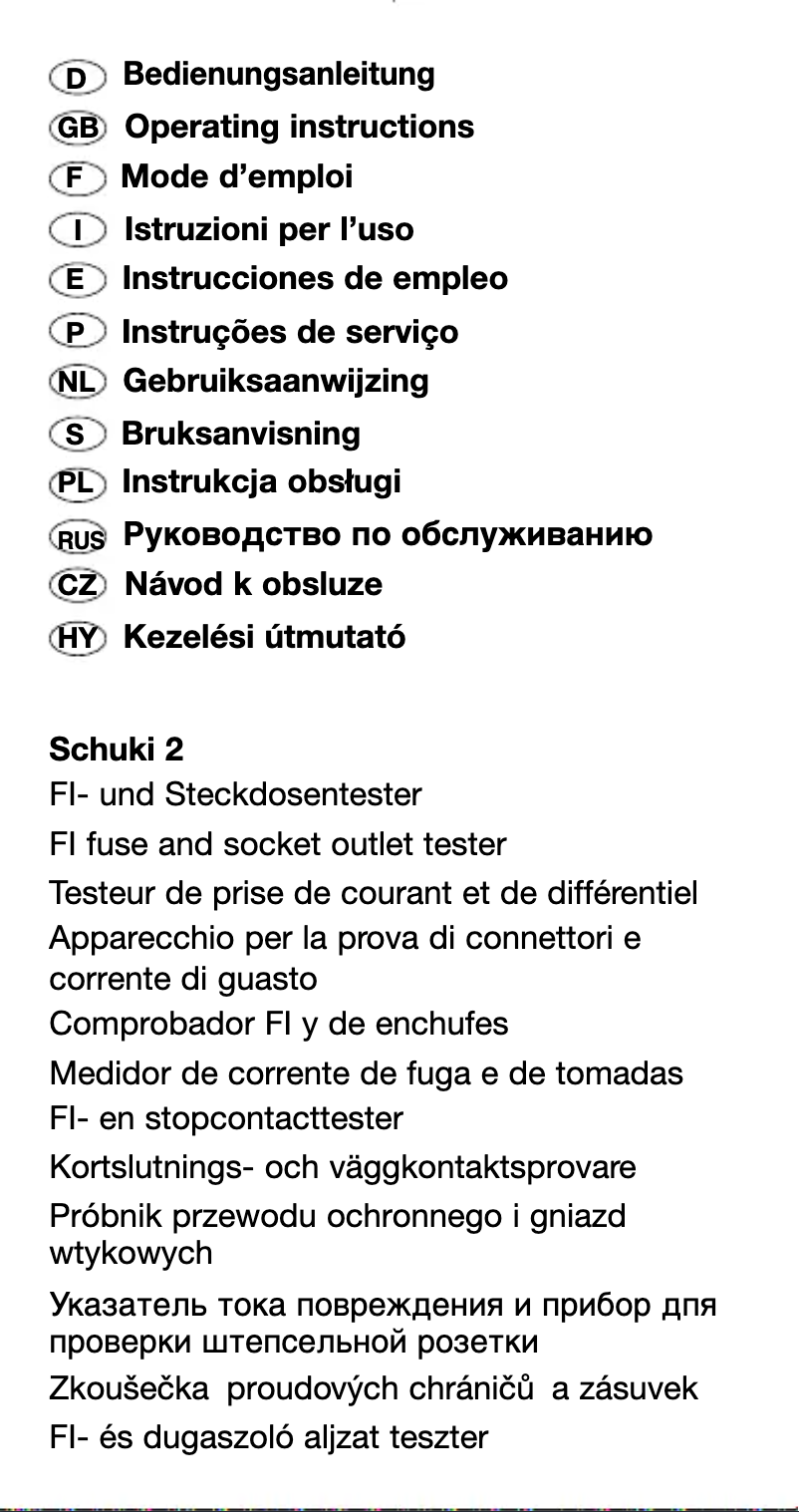 Image de la première page du manuel de l'appareil Testavit Schuki 2K