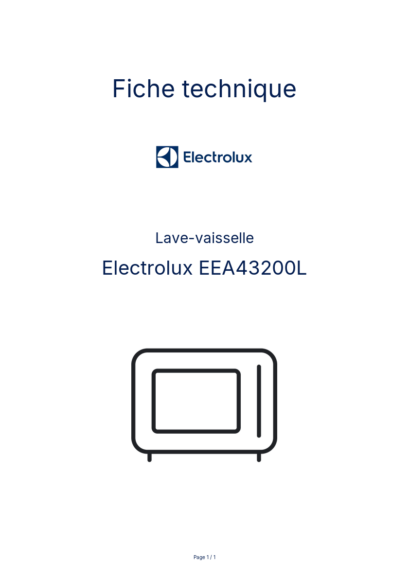 Page n°1 - Fiche technique Electrolux EEA43200L