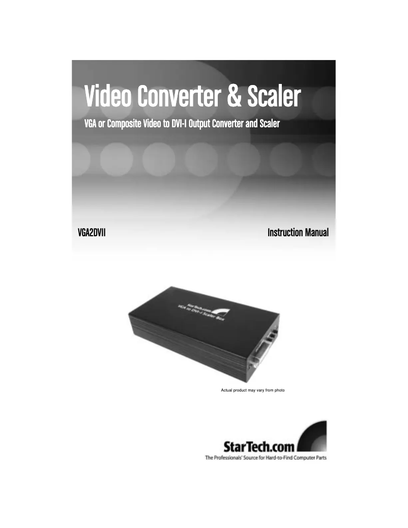 Page 1 de la notice Manuel utilisateur StarTech.com VGA2DVII