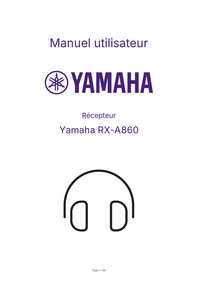 Image de la première page du manuel de l'appareil RX-A860