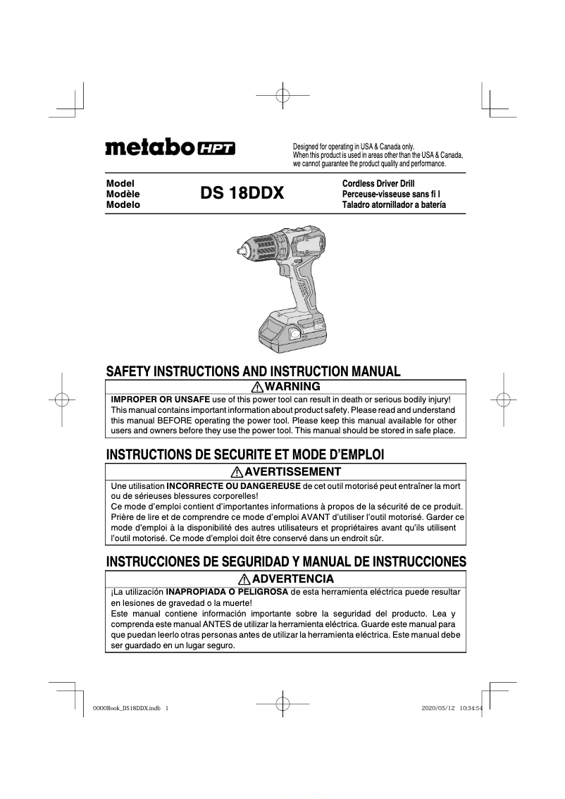 Página 1 del manual Manual de usuario Metabo DS18DDX