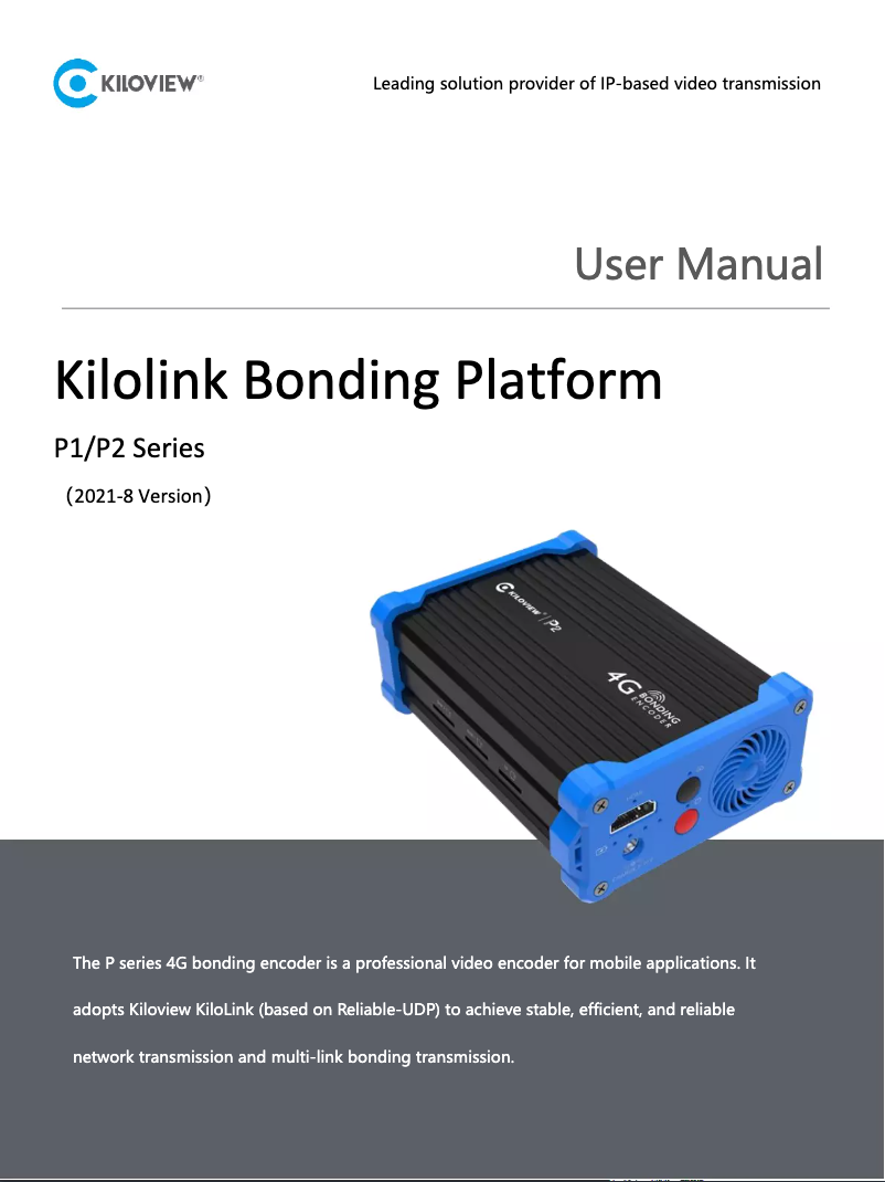 Page 1 de la notice Manuel utilisateur Kiloview KV-P1