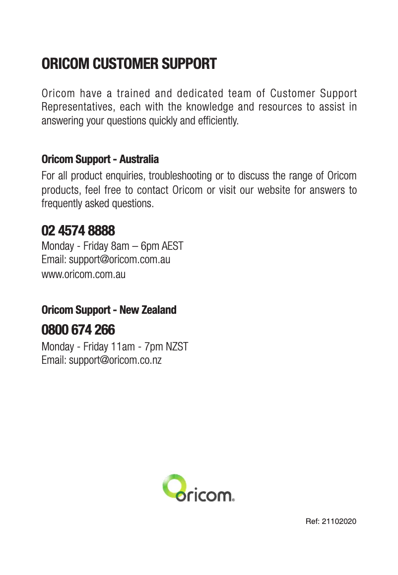 Page 1 de la notice Manuel utilisateur Oricom BS7VPSC740