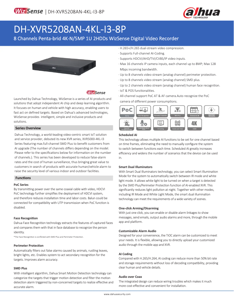 Image de la première page du manuel de l'appareil XVR5208AN-4KL-I3-8P