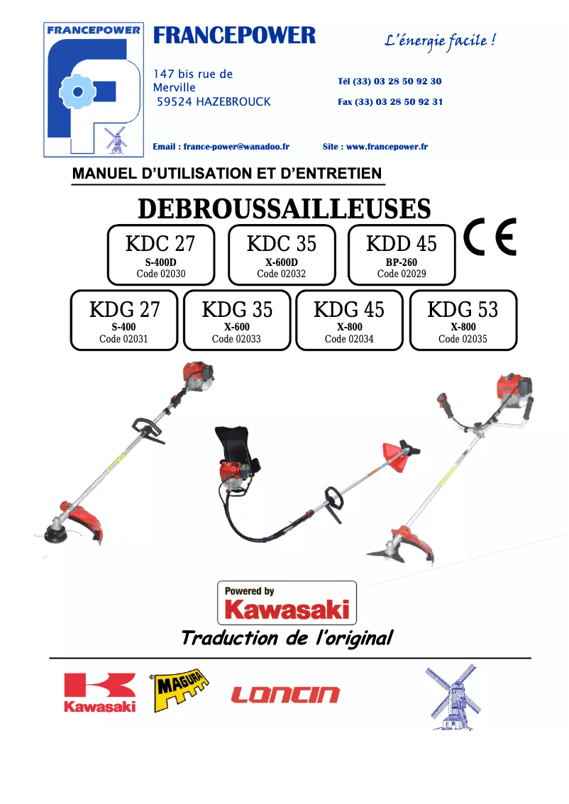 Page 1 de la notice Manuel utilisateur Francepower KDC 47