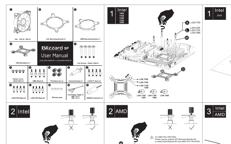 Page 1 de la notice Manuel utilisateur Azza Blizzard SP 240mm